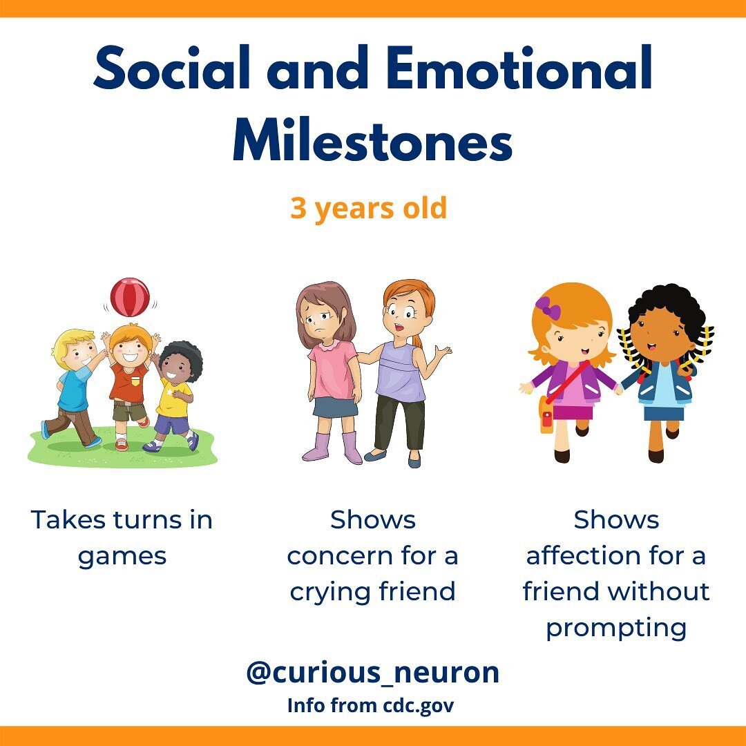 Hi! I&rsquo;m Cindy, mom of 3 and founder of @curious_neuron. We provide parenting advice that is backed by science. 

There are some developmental milestones that we may not have thought of. According to the @cdcgov, around age 3, a child should:

✅