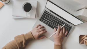 dad working on computer worklife balance